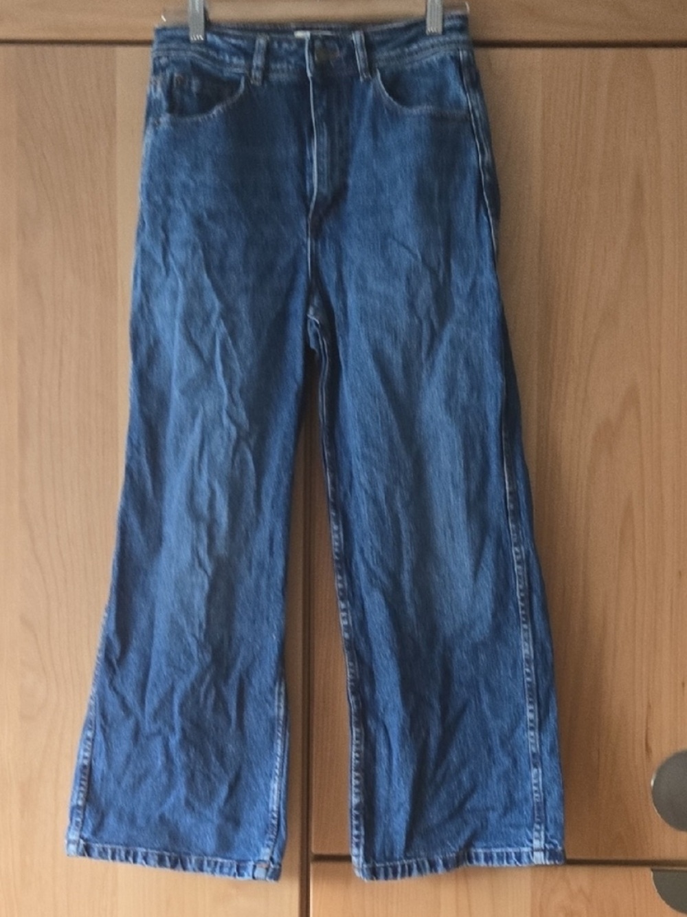 Sezane Vintage-Inspired Blue Wide-Leg Jeans Le Crop